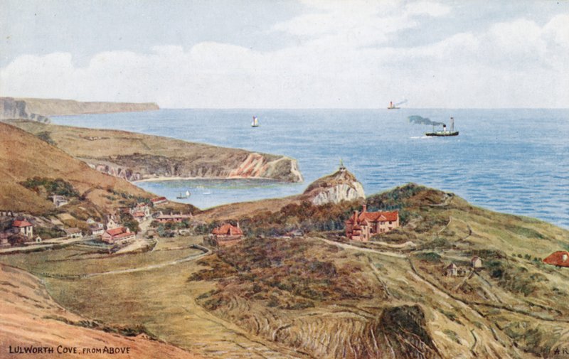 Lulworth Cove, desde arriba (litografía a color) de Alfred Robert Quinton