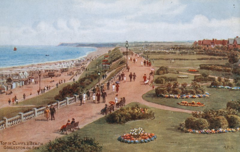 Cima de los acantilados y playa, Gorleston-on-Sea de Alfred Robert Quinton