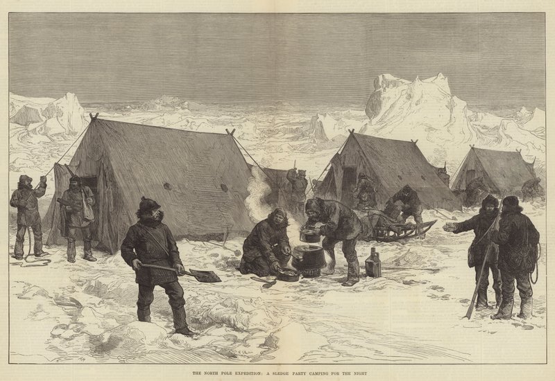 La Expedición al Polo Norte, un Grupo de Trineos acampando por la Noche de Alfred William Hunt