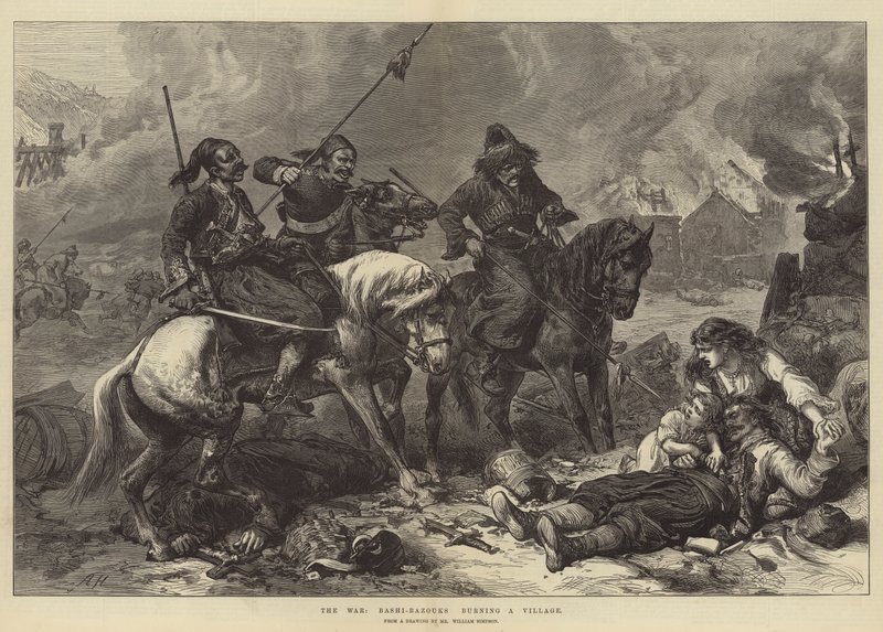 La guerra, Bashi-Bazouks quemando una aldea de Alfred William Hunt
