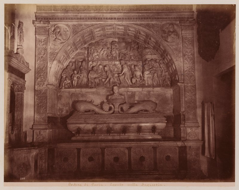 La Certosa di Pavia: Lavadero en la Sacristía (foto b/n) de Alfredo Noack