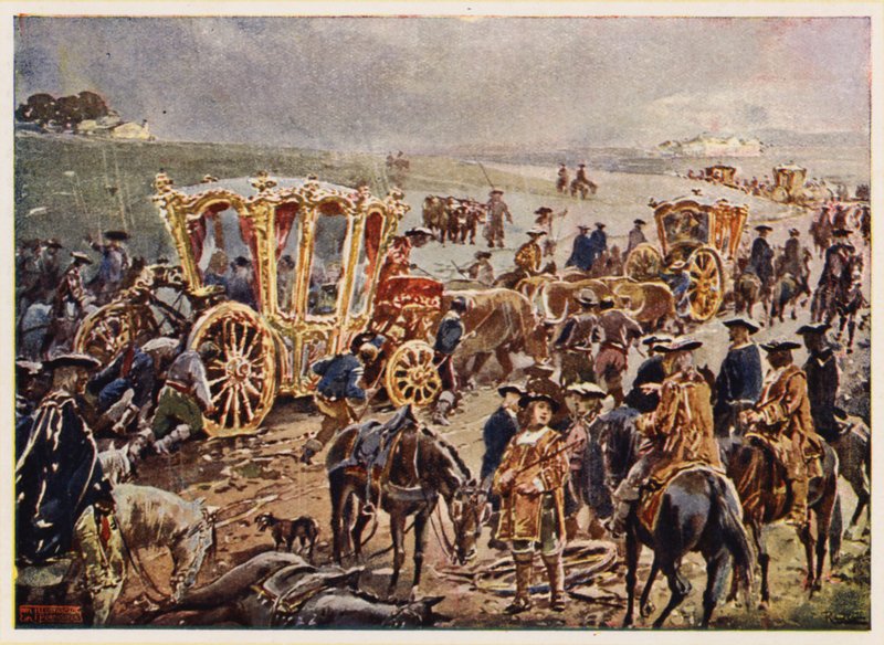 El rey Juan V de Portugal viaja a la frontera española de Alfredo Roque Gameiro
