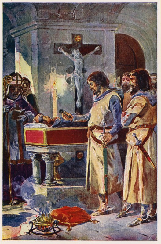 Martim de Freitas en Toledo (litografía en color) de Alfredo Roque Gameiro