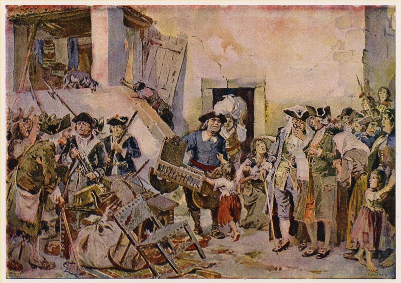 Personas sumidas en la pobreza empeñan sus pertenencias, Portugal de Alfredo Roque Gameiro
