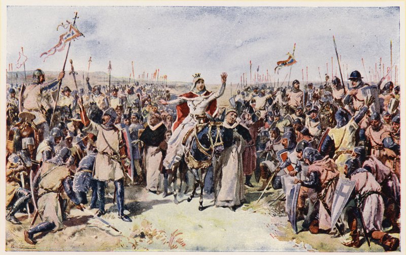 Santa Isabel de Portugal en la batalla de Alvalade de Alfredo Roque Gameiro