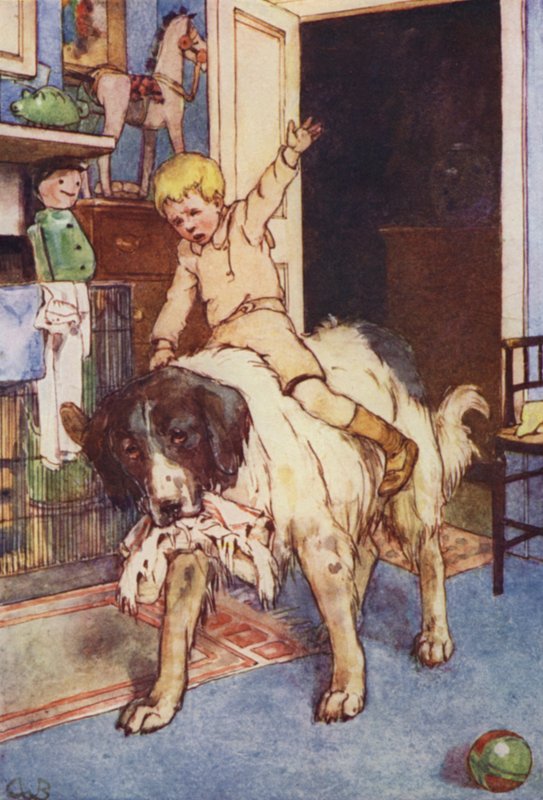 Con Michael sentado a su espalda (litografía en color) de Alice Bolingbroke (after) Woodward