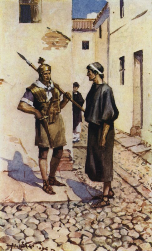 Alban y el Sacerdote (litografía en color) de Allan (after) Stewart