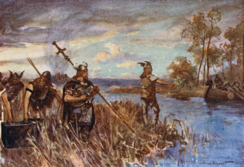 Ely saqueada y quemada por los daneses (litografía en color) de Allan (after) Stewart