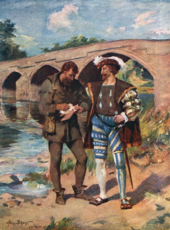 Jock Howieson y el Gudeman de Ballengeich (litografía en color) de Allan (after) Stewart