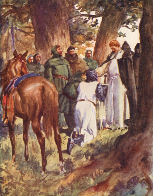 Robin Hood y sus hombres alegres: El rey Ricardo reconocido (litografía en color) de Allan (after) Stewart
