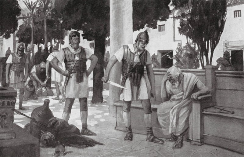 La muerte de Arquímedes (litografía) de Allan Stewart