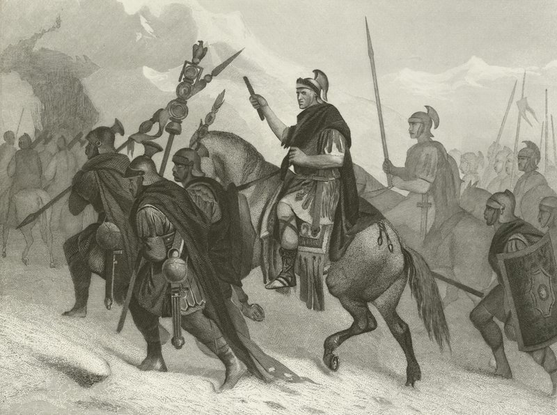 Aníbal y su ejército cruzando los Alpes de Alonzo Chappel