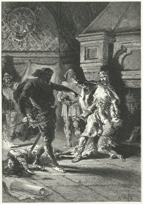 Clovis I imponiendo su voluntad como Rey de los Francos de Alphonse Marie de (after) Neuville