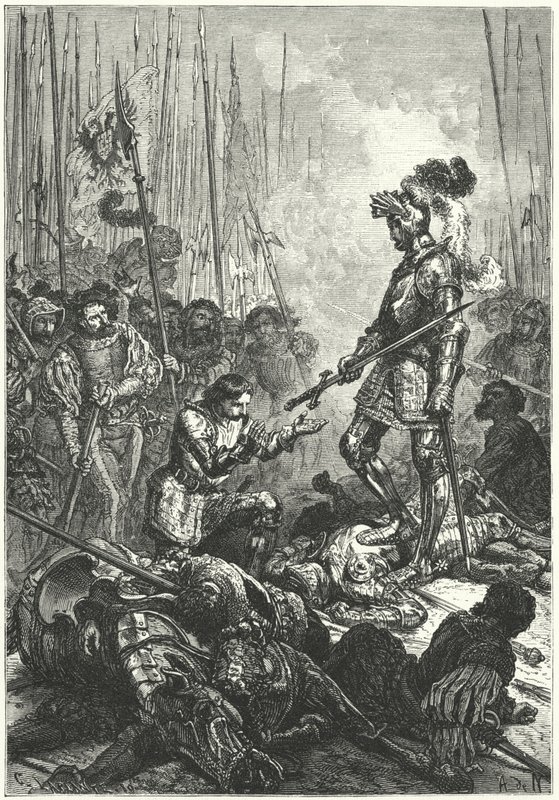 Francisco I de Francia hecho prisionero en la Batalla de Pavía de Alphonse Marie de (after) Neuville