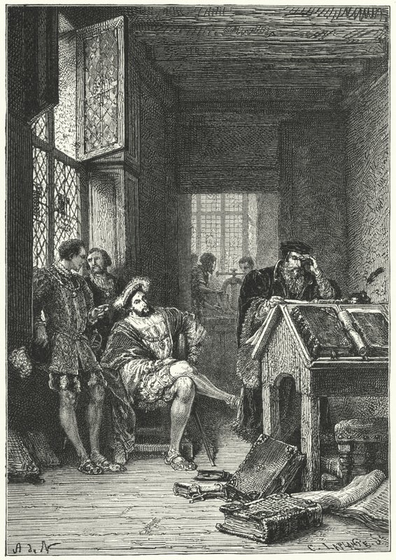 Francisco I de Francia con el impresor y erudito Robert Estienne de Alphonse Marie de (after) Neuville