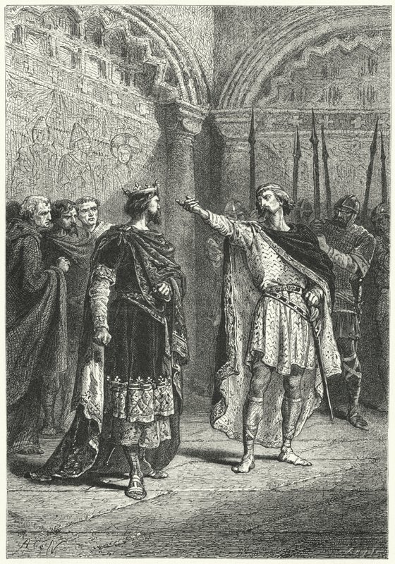 Hugo Capeto, rey de los francos, y el rebelde Conde Adalberto de Périgord, 987 de Alphonse Marie de (after) Neuville