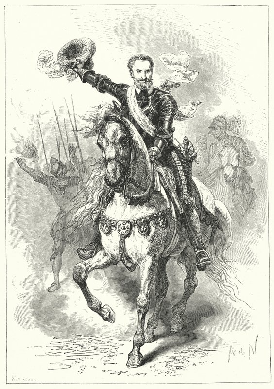Enrique IV de Francia en la Batalla de Ivry, 1590 de Alphonse Marie de after Neuville