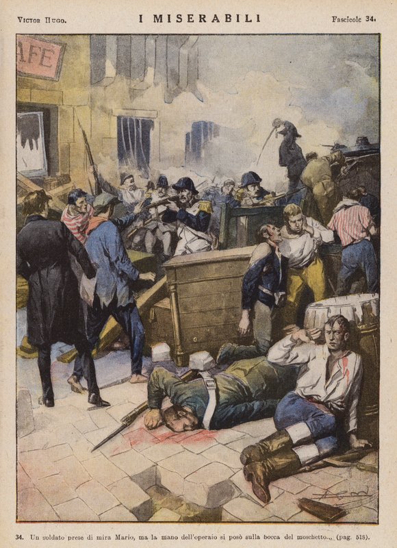 Ilustración para Los Miserables de Victor Hugo (litografía en color) de Ambrogio Lombardi