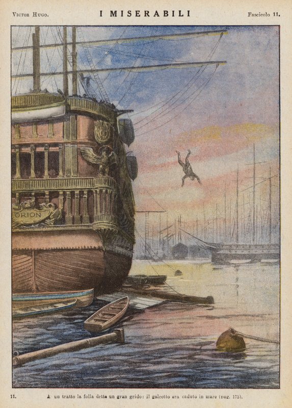 Ilustración para Los Miserables de Victor Hugo (litografía en color) de Ambrogio Lombardi