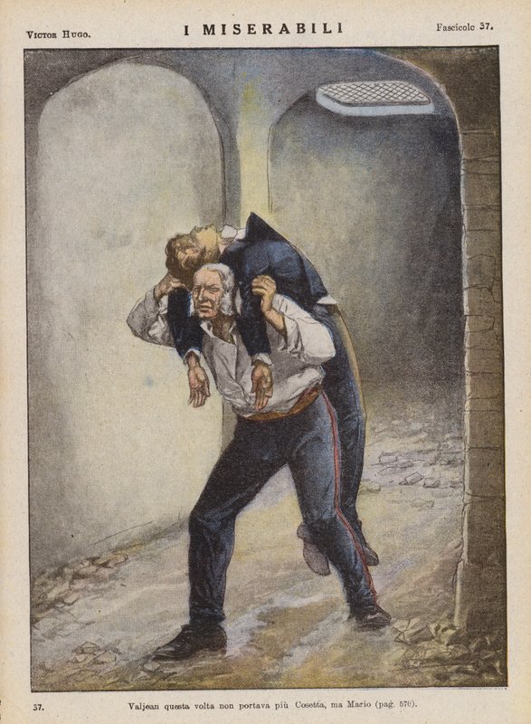 Ilustración para Los Miserables de Victor Hugo (litografía en color) de Ambrogio Lombardi