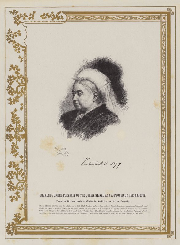 Retrato del Jubileo de Diamante de la Reina, firmado y aprobado por Su Majestad de Amedee Forestier