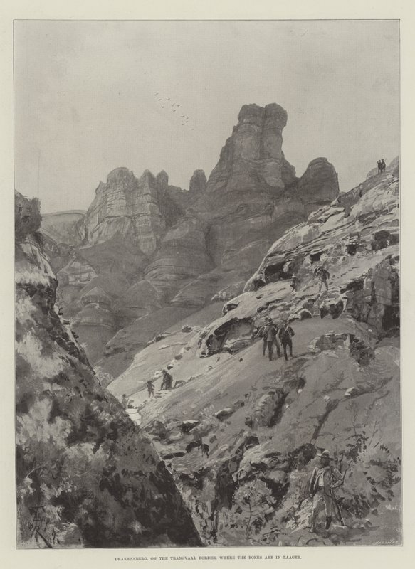 Drakensberg, en la frontera de Transvaal, donde los bóers están en Laager de Amedee Forestier