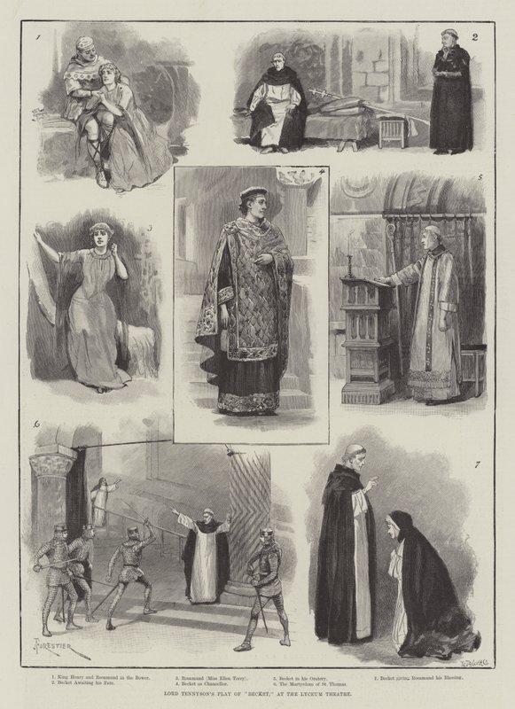 La obra de Becket de Lord Tennyson, en el Teatro Lyceum de Amedee Forestier