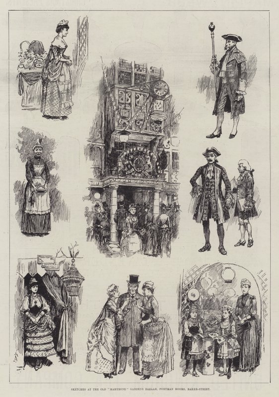 Bocetos en el Antiguo Bazar de los Jardines de Marybone, Salas Portman, Baker-Street de Amedee Forestier