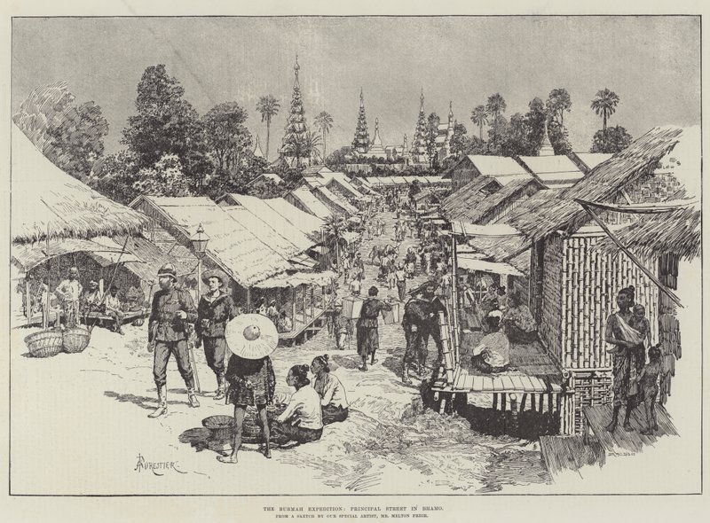 La Expedición de Birmania, Calle Principal en Bhamo de Amedee Forestier