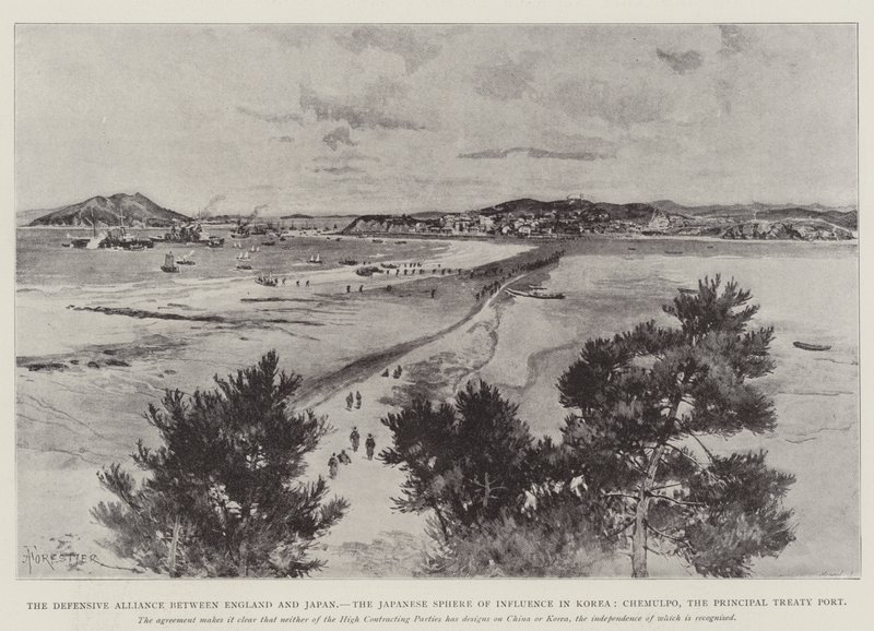 La alianza defensiva entre Inglaterra y Japón, la esfera de influencia japonesa en Corea, Chemulpo, el principal puerto de tratados de Amedee Forestier
