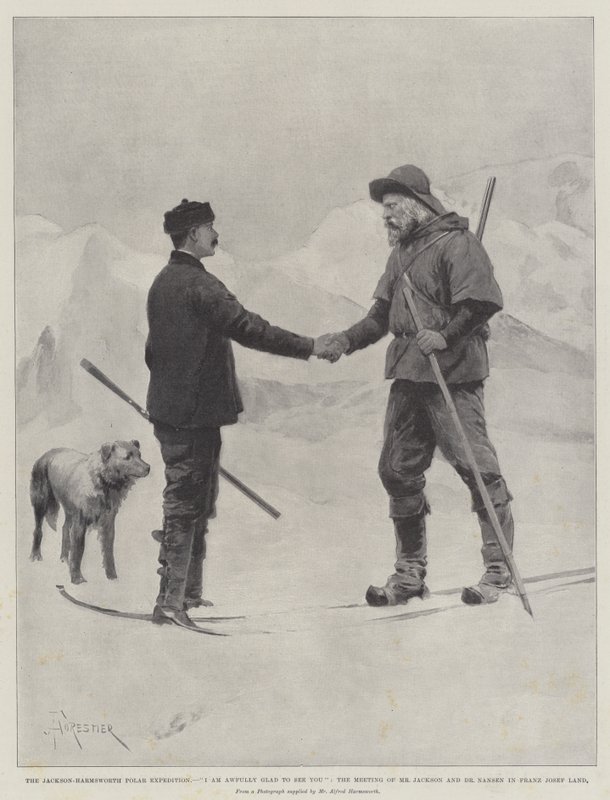 La expedición polar Jackson-Harmsworth, Estoy muy contento de verte, el encuentro de Mr. Jackson y el Dr. Nansen en Tierra de Francisco José de Amedee Forestier