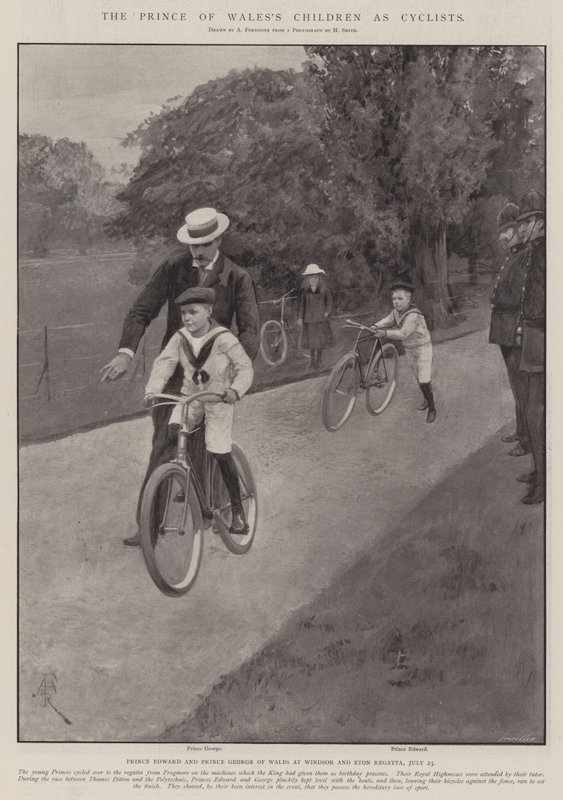 Los hijos del Príncipe de Gales como ciclistas de Amedee Forestier