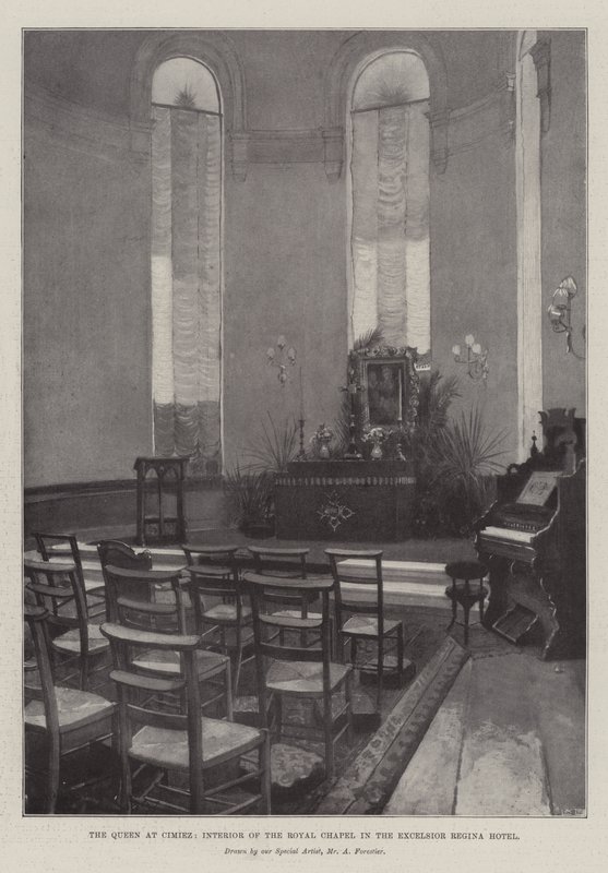 La Reina en Cimiez, Interior de la Capilla Real en el Hotel Excelsior Regina de Amedee Forestier