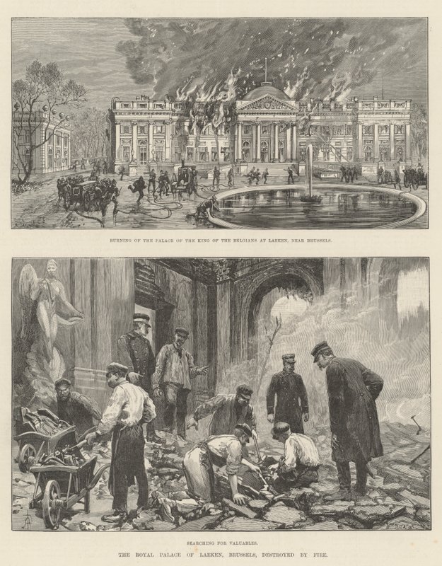 El Palacio Real de Laeken, Bruselas, destruido por el fuego de Amedee Forestier