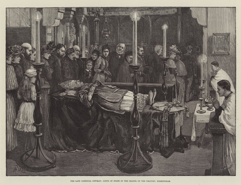 El difunto Cardenal Newman, yaciendo en estado en la Capilla del Oratorio, Birmingham de Amedee Forestier