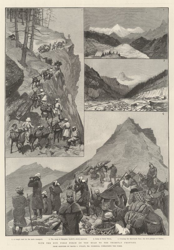 Con la fuerza de campo Niti en el camino a la frontera tibetana de Amedee Forestier