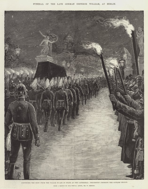 Funeral del difunto emperador alemán Guillermo, en Berlín de Amedee Forestier