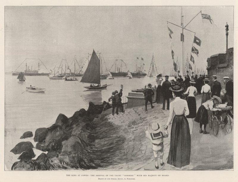 El Rey en Cowes, la llegada del yate Osborne con Su Majestad a bordo de Amedee Forestier