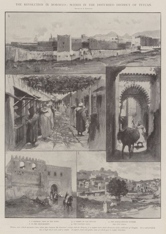 La revolución en Marruecos, escenas en el distrito perturbado de Tetuán de Amedee Forestier