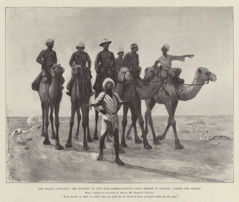 El avance en Sudán, el viaje de cinco corresponsales de guerra de Berber a Suakim, a través del desierto de Amedee Forestier