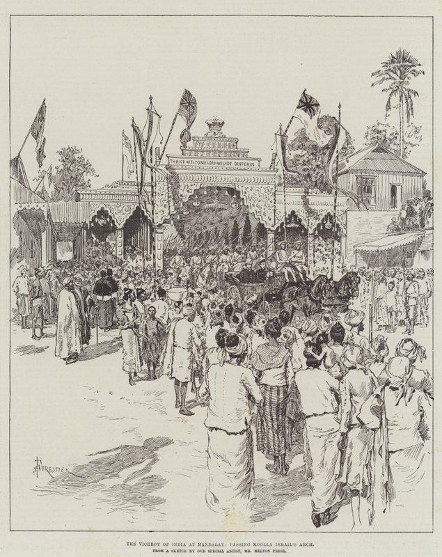 El Virrey de la India en Mandalay, pasando por el Arco de Moolla Ismail de Amedee Forestier
