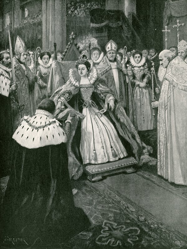 La presentación de los guantes por el Señor de la Mansión de Worksop en la coronación de Isabel de Amedee Forestier