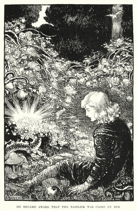Se dio cuenta de que el Basilisco estaba cerca de él de Amelia M. (attr.to) Bowerley or Bauerle