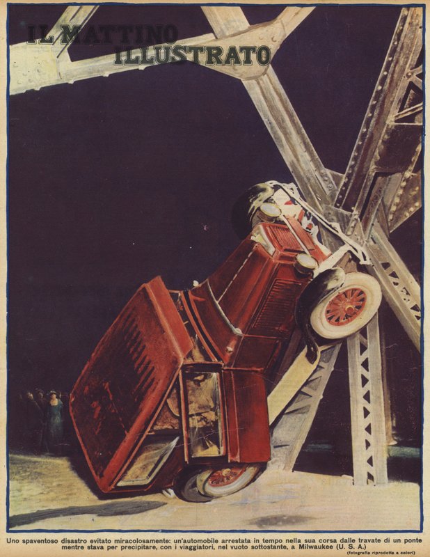 Un escape milagroso: un coche volcando y deteniéndose justo a tiempo para evitar caer de un puente en Milwaukee, Wisconsin, EE.UU. de American Photographer (after)