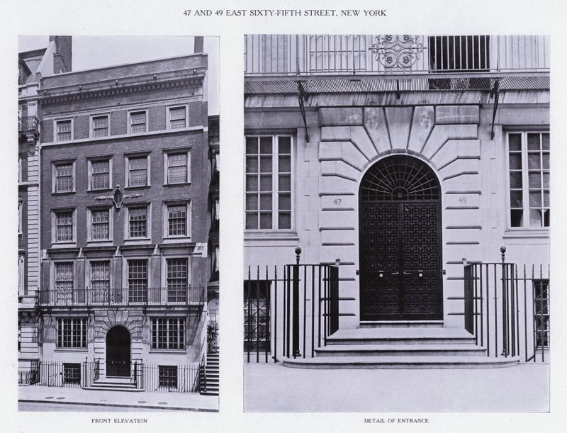 Charles A Platt: 47 y 49 East Sixty-Fifth Street, Nueva York, Elevación Frontal, Detalle de la Entrada de American Photographer (after)