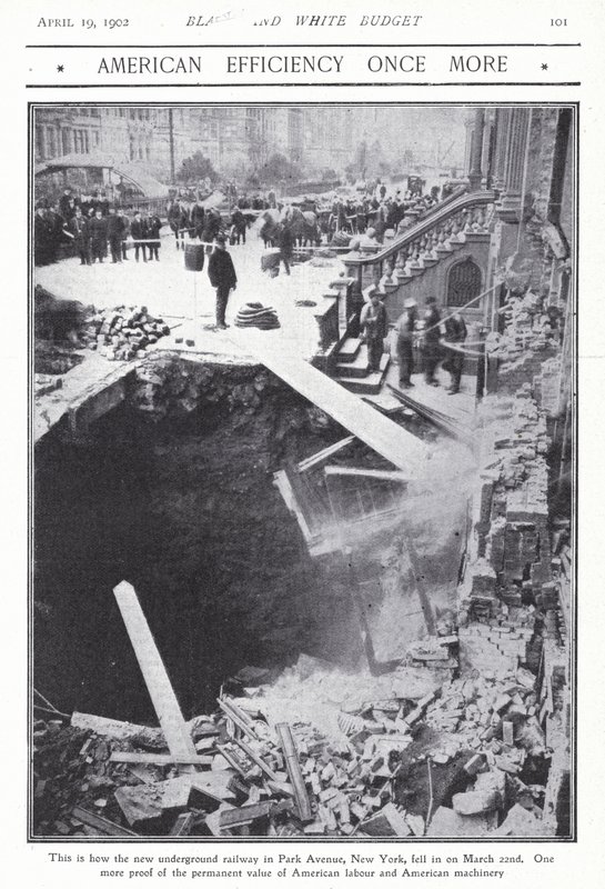 Colapso de parte del túnel del metro en Park Avenue, Nueva York, EE.UU., 22 de marzo de 1902 de American Photographer (after)