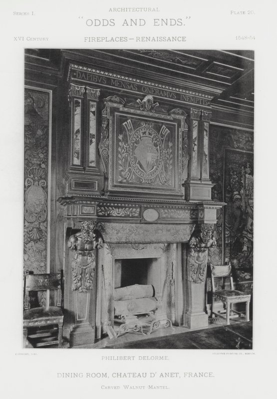 Chimenea: Comedor, Castillo de Anet, Francia (foto en b/n) de American Photographer (after)