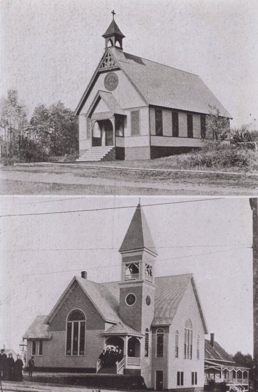 Old Orchard Beach, Maine: San Juan junto al mar, Iglesia Episcopal, Iglesia Metodista de American Photographer (after)