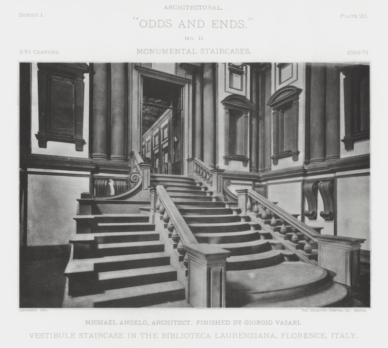 Escalera del vestíbulo en la Biblioteca Laurenziana, Florencia, Italia de American Photographer (after)