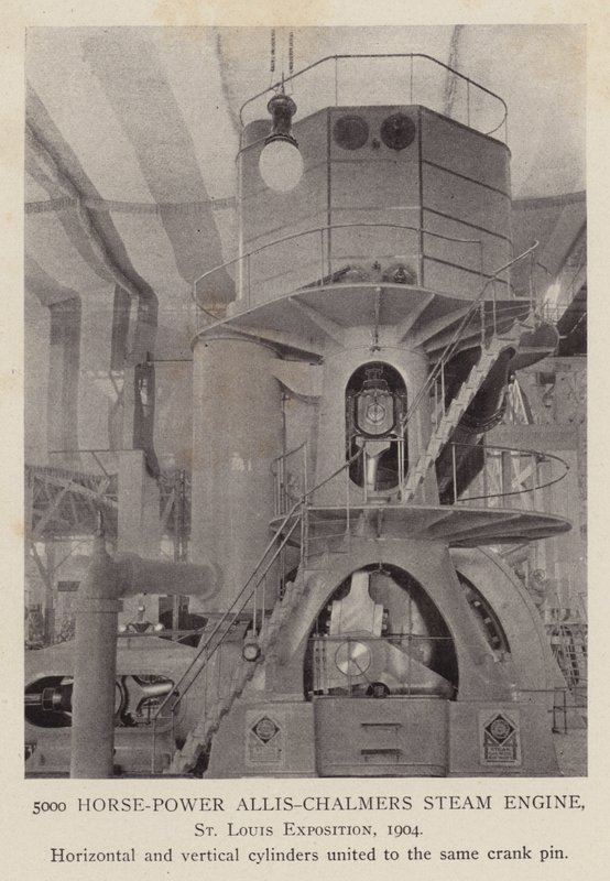 Máquina de vapor Allis-Chalmers de 5000 caballos de potencia, Exposición de San Luis de American Photographer